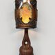 French vintage copper fractal resin table lamp Accolay 'Brutalist'