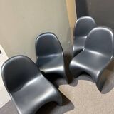 4 matt black Panton chairs by Vitra