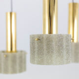 Hanging lamp in granite resin and gilded brass, 1950s