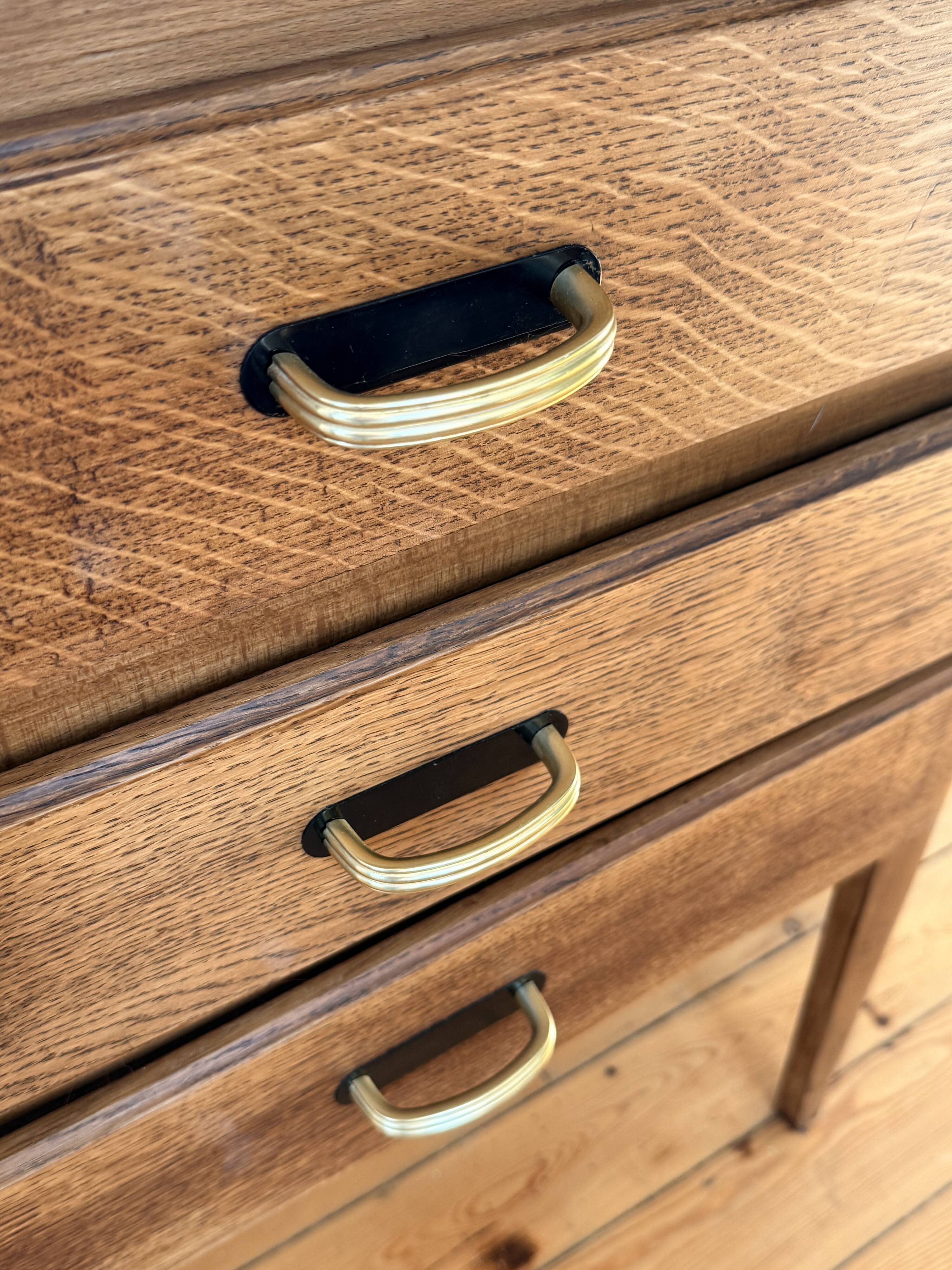 Vintage wooden side table with 3 drawers - 1960s