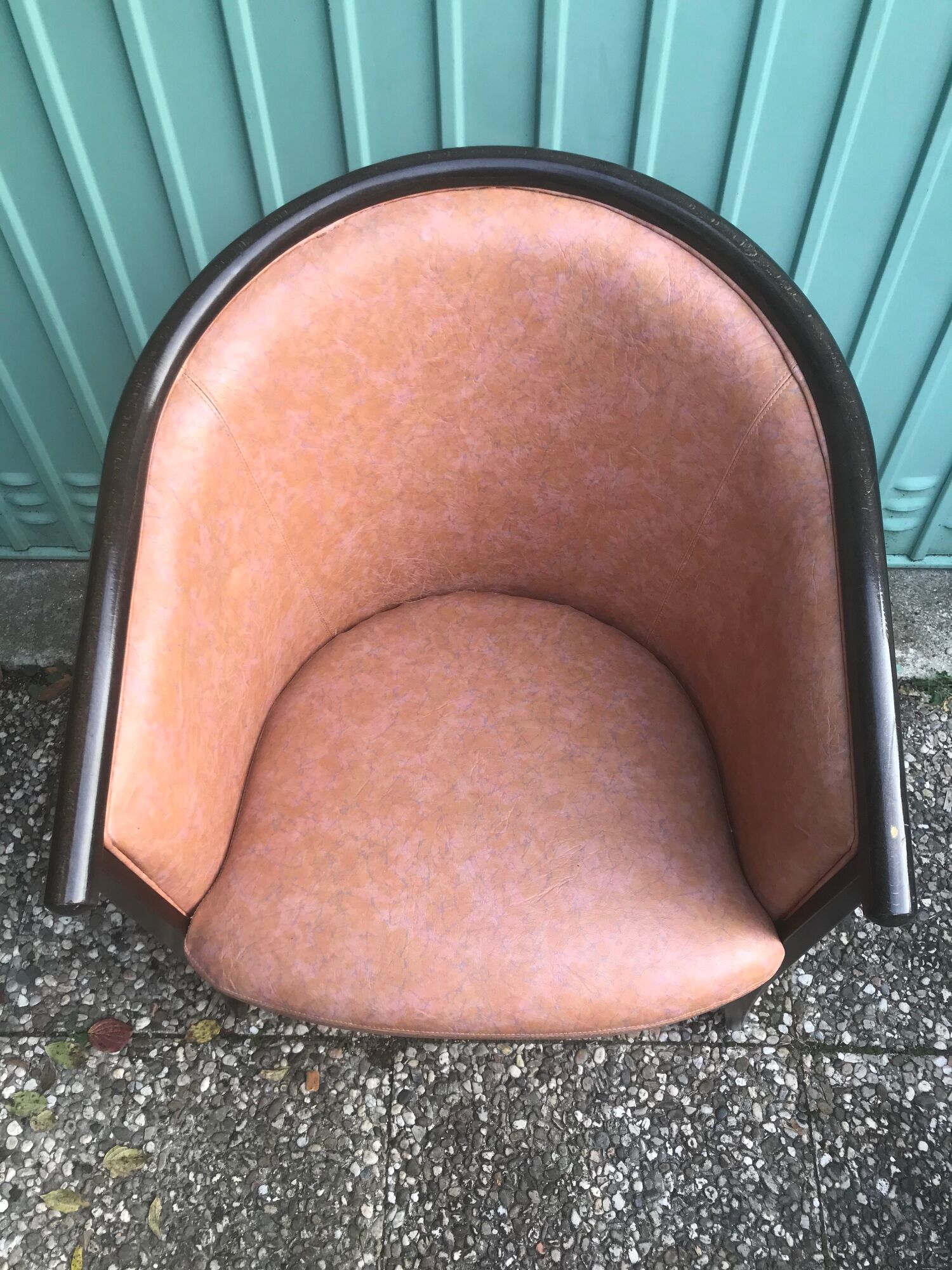 Lot of 2 armchairs and a sofa from Baumann in black wood and marble rose leather