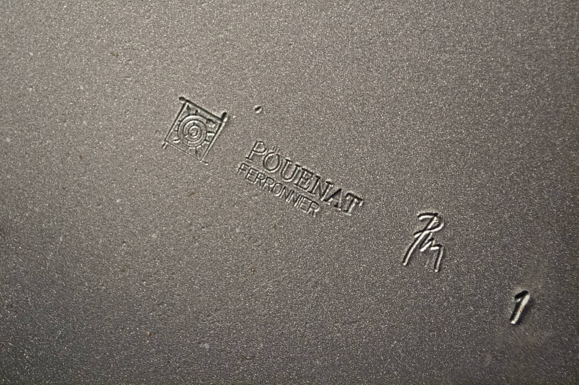 Lampada da terra in metallo smaltato di Pouenat, Francia Anni '70