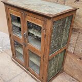 Ancien cabinet vitré en teck birman