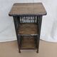 Bedside table - wrought iron and teak side table