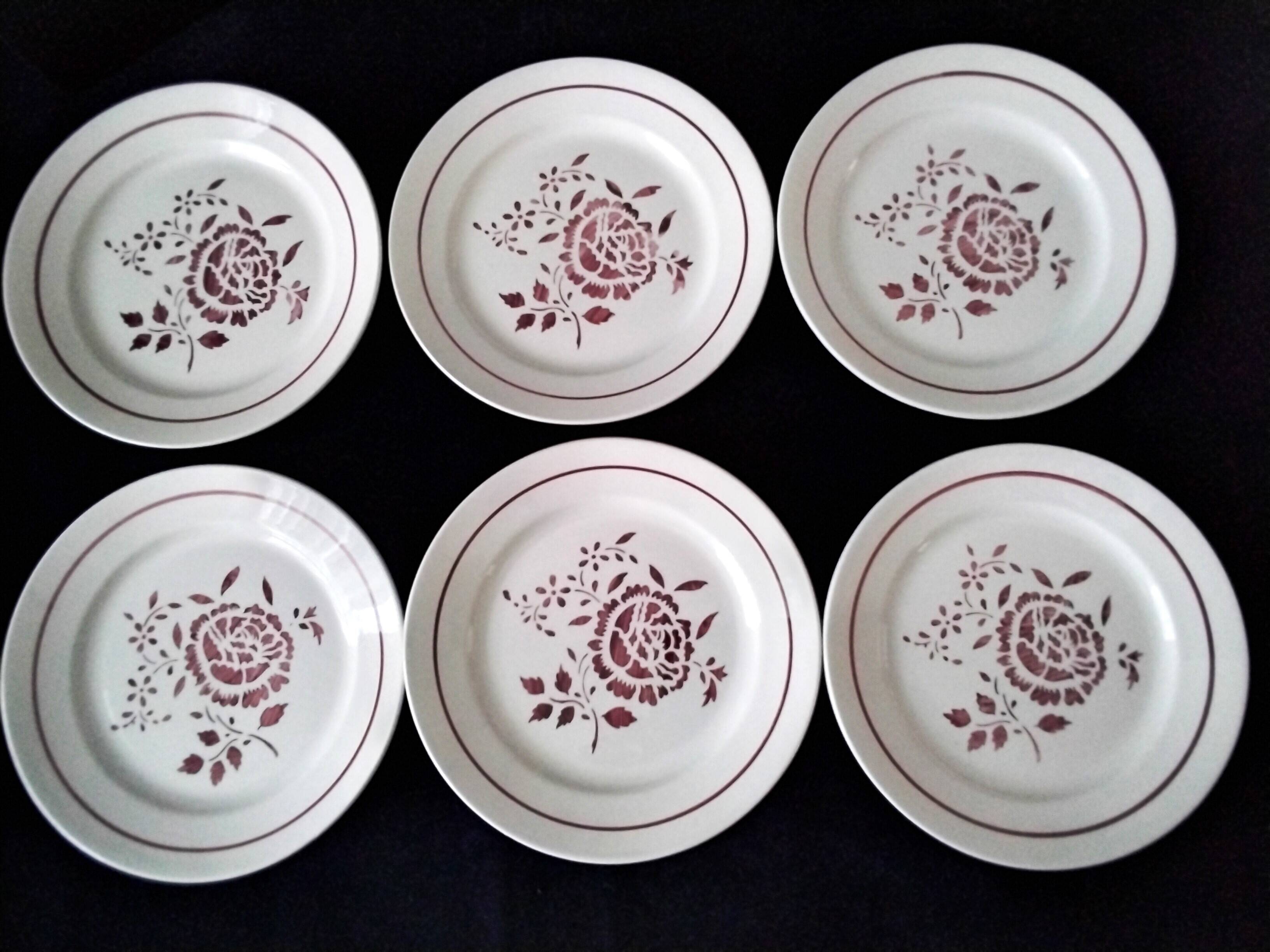 6 Lunéville earthenware dessert plates, Claudine model.