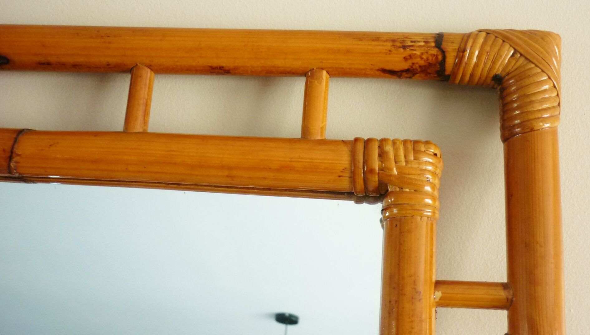 Bamboo mirror, openwork, vintage