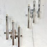 Pair of chrome wall lights by Gaetano Sciolari, 1970's