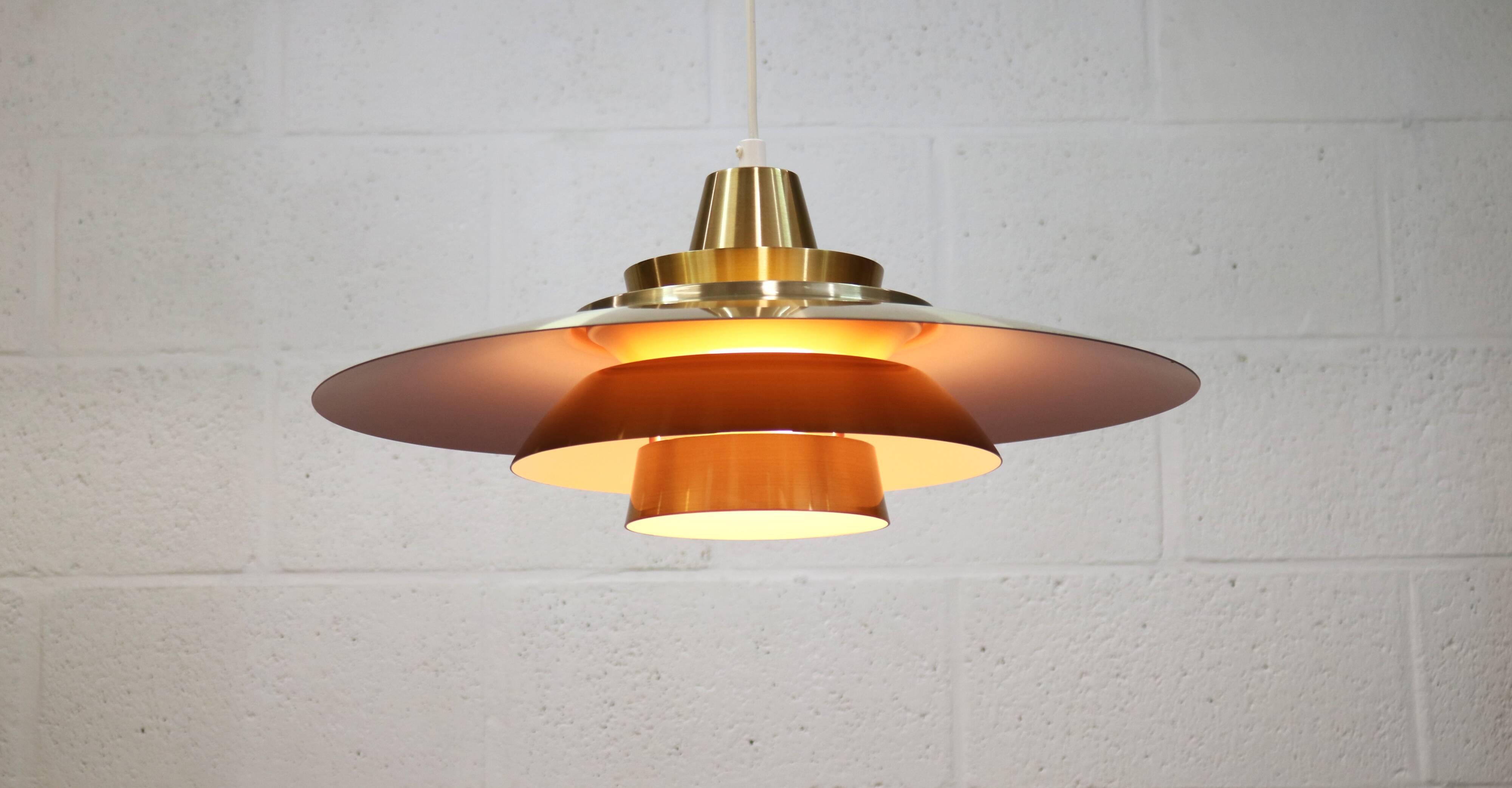 Rare David Mogensen Golden Pendant Lamp for Super Light : 1970s Scandinavia
