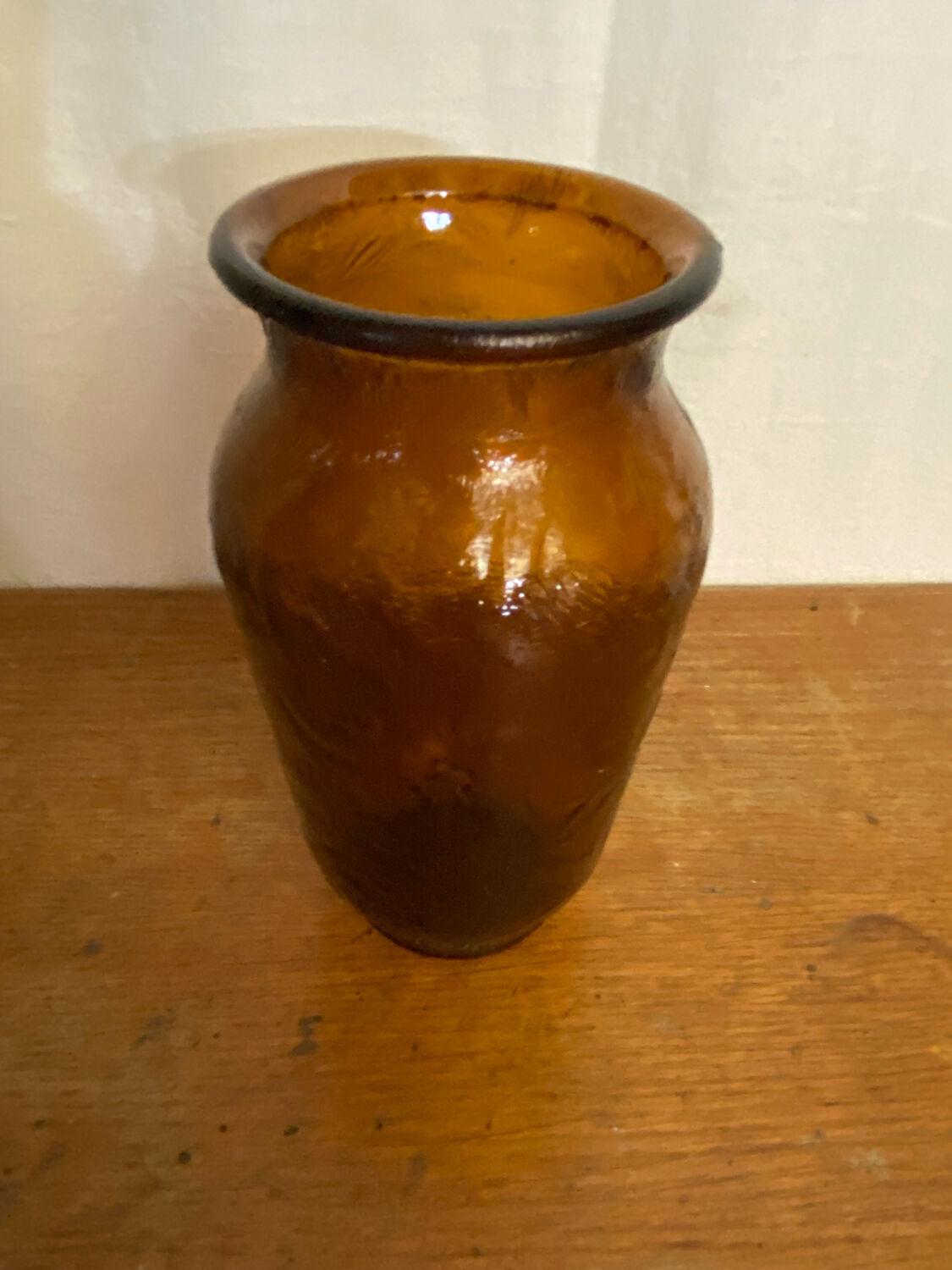 Vintage henkel amber molded glass vase, 1960s, germany