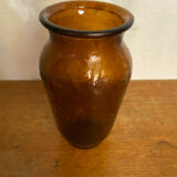 Vintage henkel amber molded glass vase, 1960s, germany