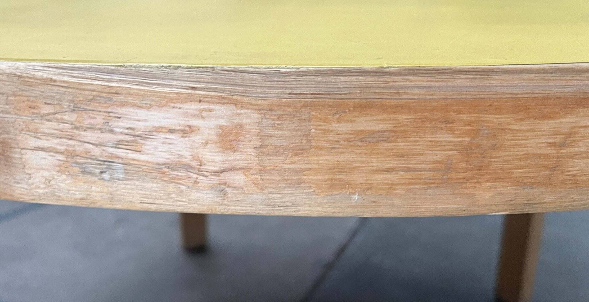 Mid-century modern yellow linoleum coffee table by Alva Aalto for Artek, Finland, 1960s.