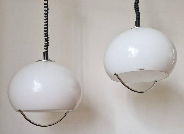 Set of Two Midcentury Pendants Meblo, Harvey Guzzini, Italy, 1970s