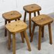 Set of 4 brutalist stools, handcrafted, 1960, flower.