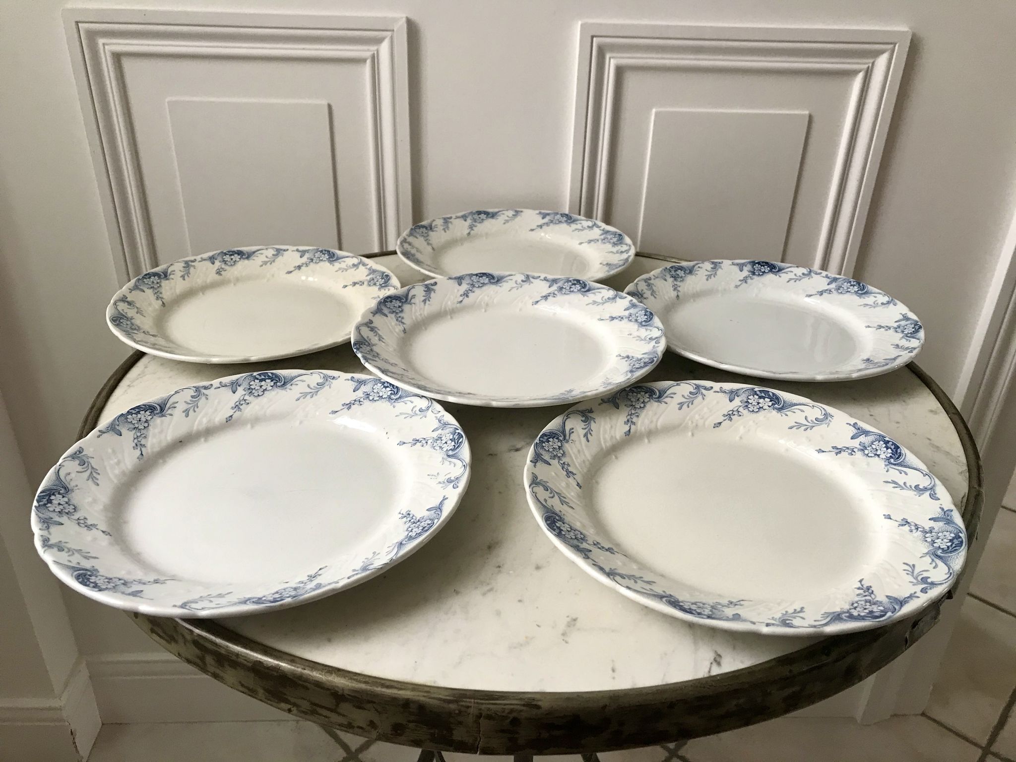 set of dessert plates in K&G Lunéville Iron Earth model "Angèle" late 19th century