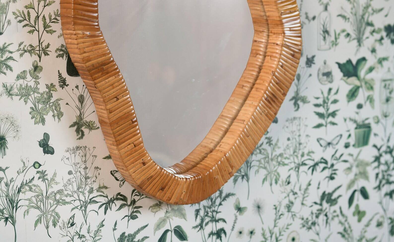 Rattan Wall Mirror, Asymetrical