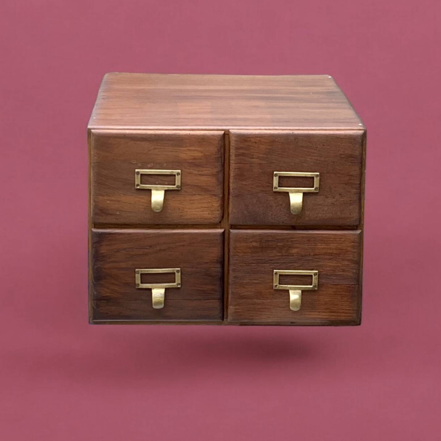 Old wooden desk cabinet - 4 drawers