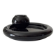 Vintage black ceramic candle holder on a bowl