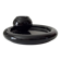 Vintage black ceramic candle holder on a bowl
