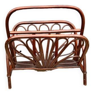 Vintage rattan magazine holder