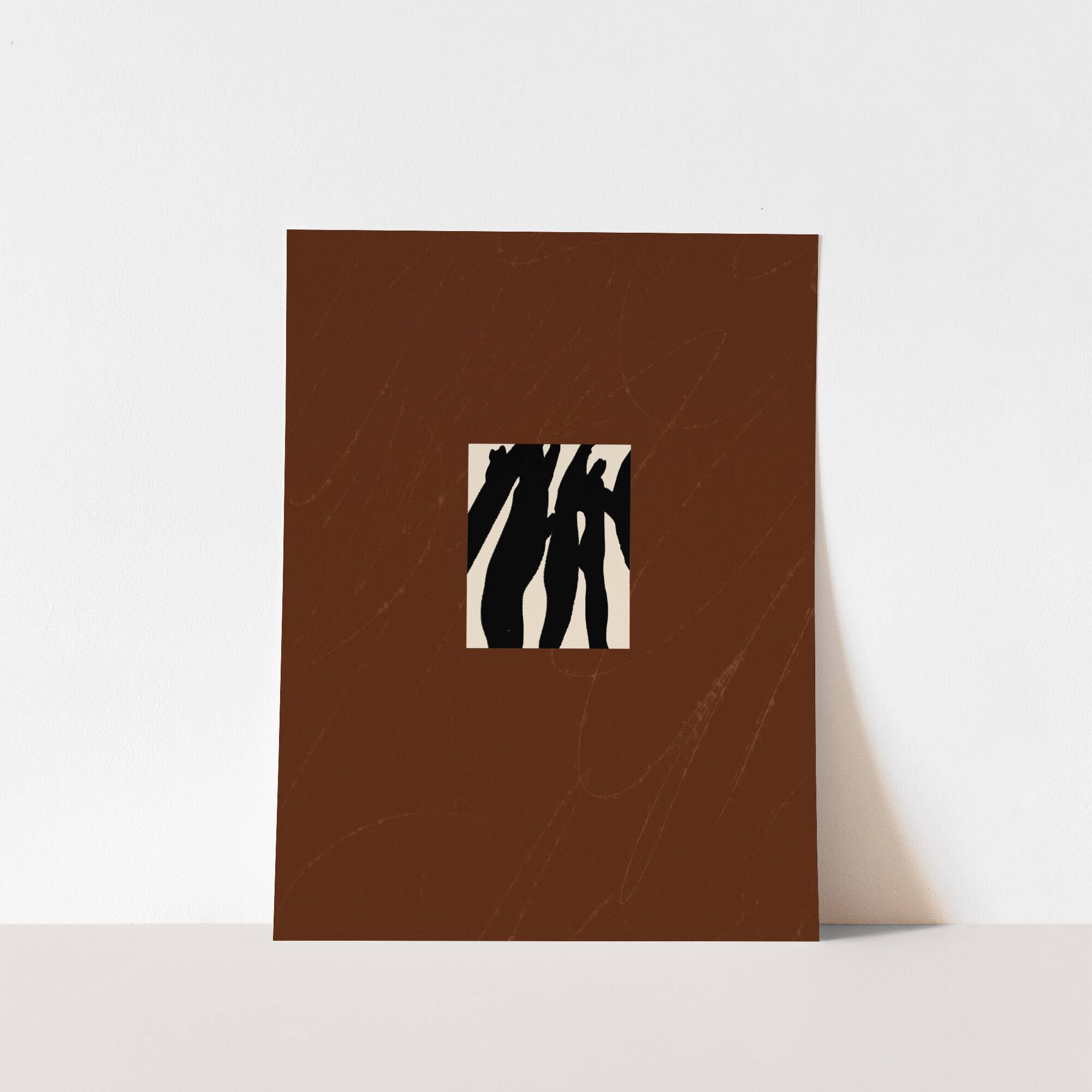 Abstract modern brown giclee print, 50x70cm
