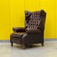 Brown vintage handmade chesterfield recliner armchair