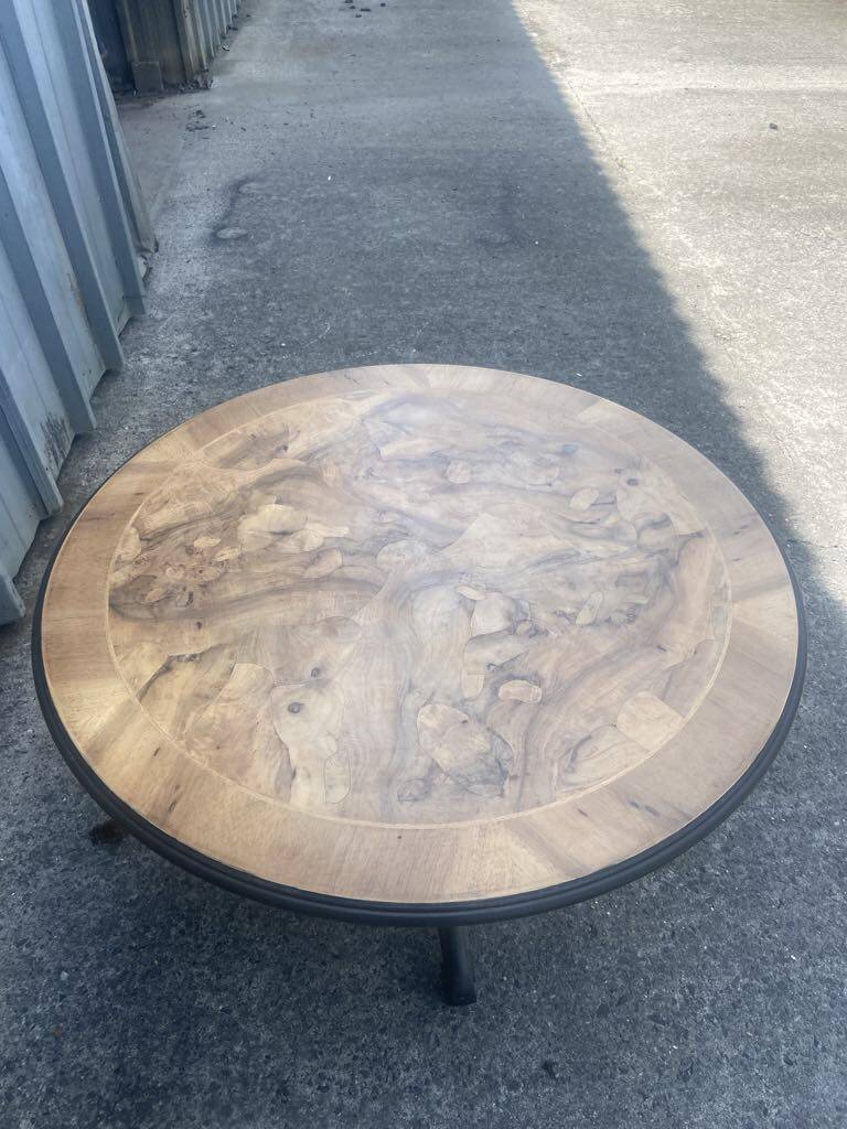 Round burr walnut coffee table