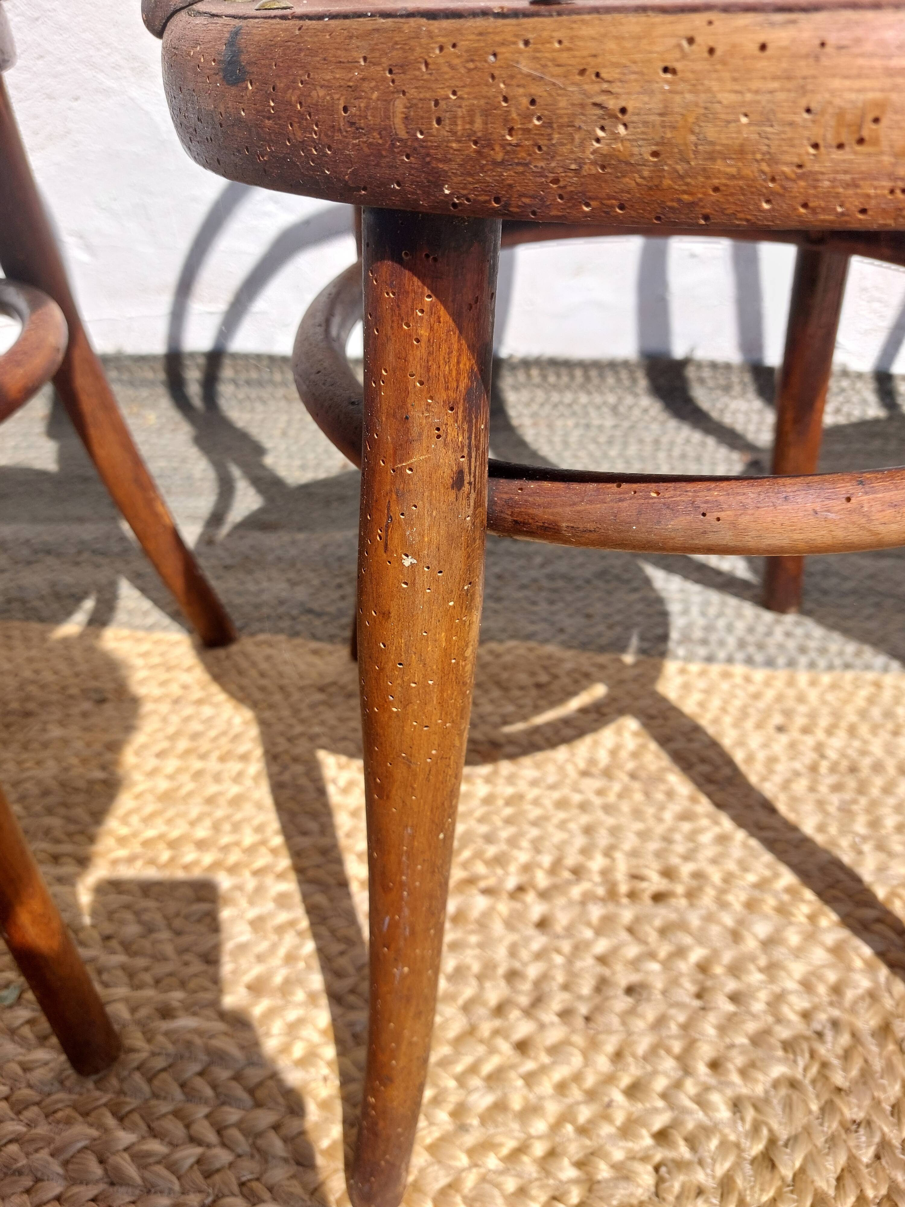 4 curved wooden bistro chairs