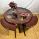 Vintage G-Plan Round Coffee Table & 4 Nested Stools | 1970s | Mahogany & Gl