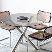 Vintage glass round table, Renato Zevi edition Roche Bobois, 1970.