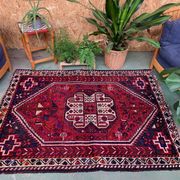 Vintage tribal rug 160x117 cm wool oriental handmade rug red, medium