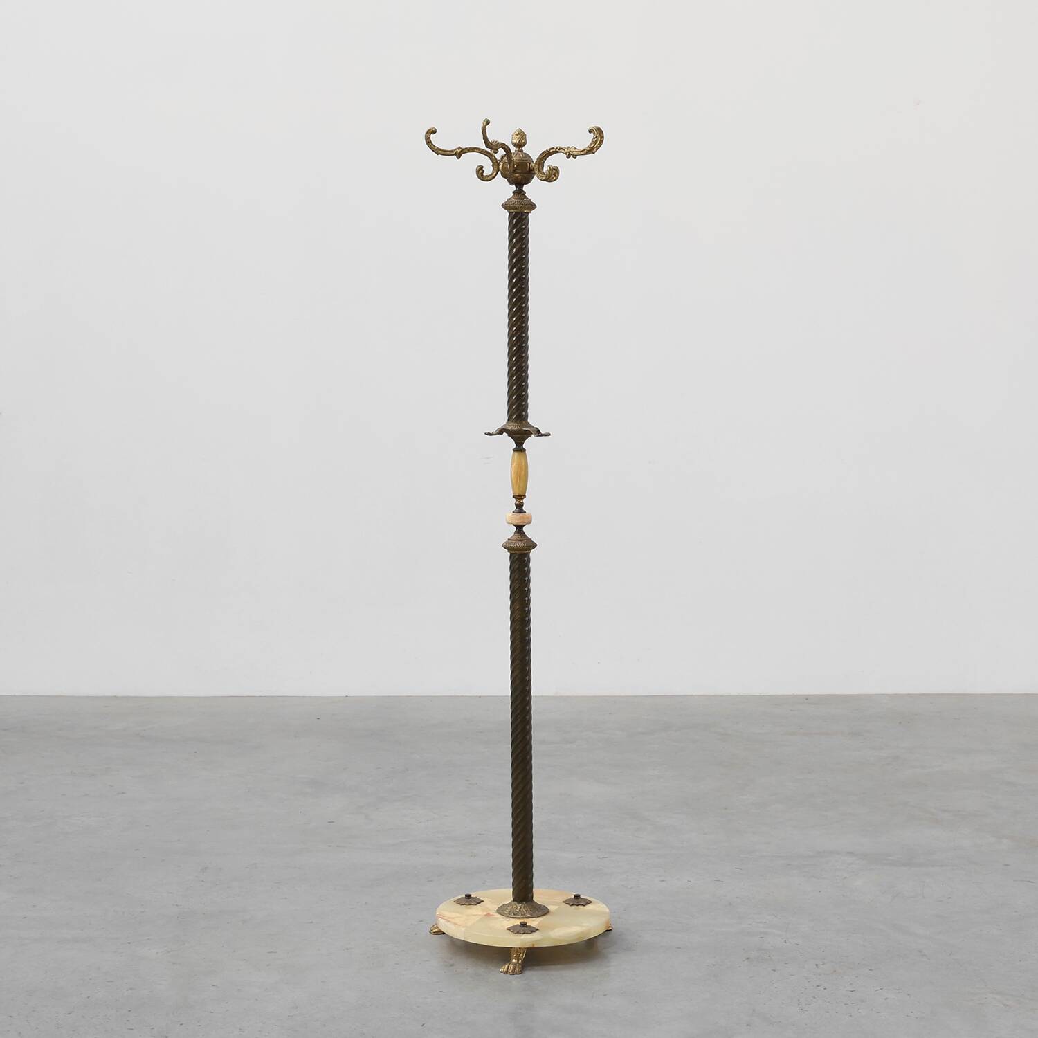 Napoleon III style copper and onyx marble coat stand, France, early 20th ce
