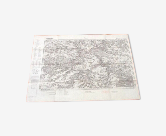 Carte géographique allemande rouge zone nord de guerre melun seine-et-marne