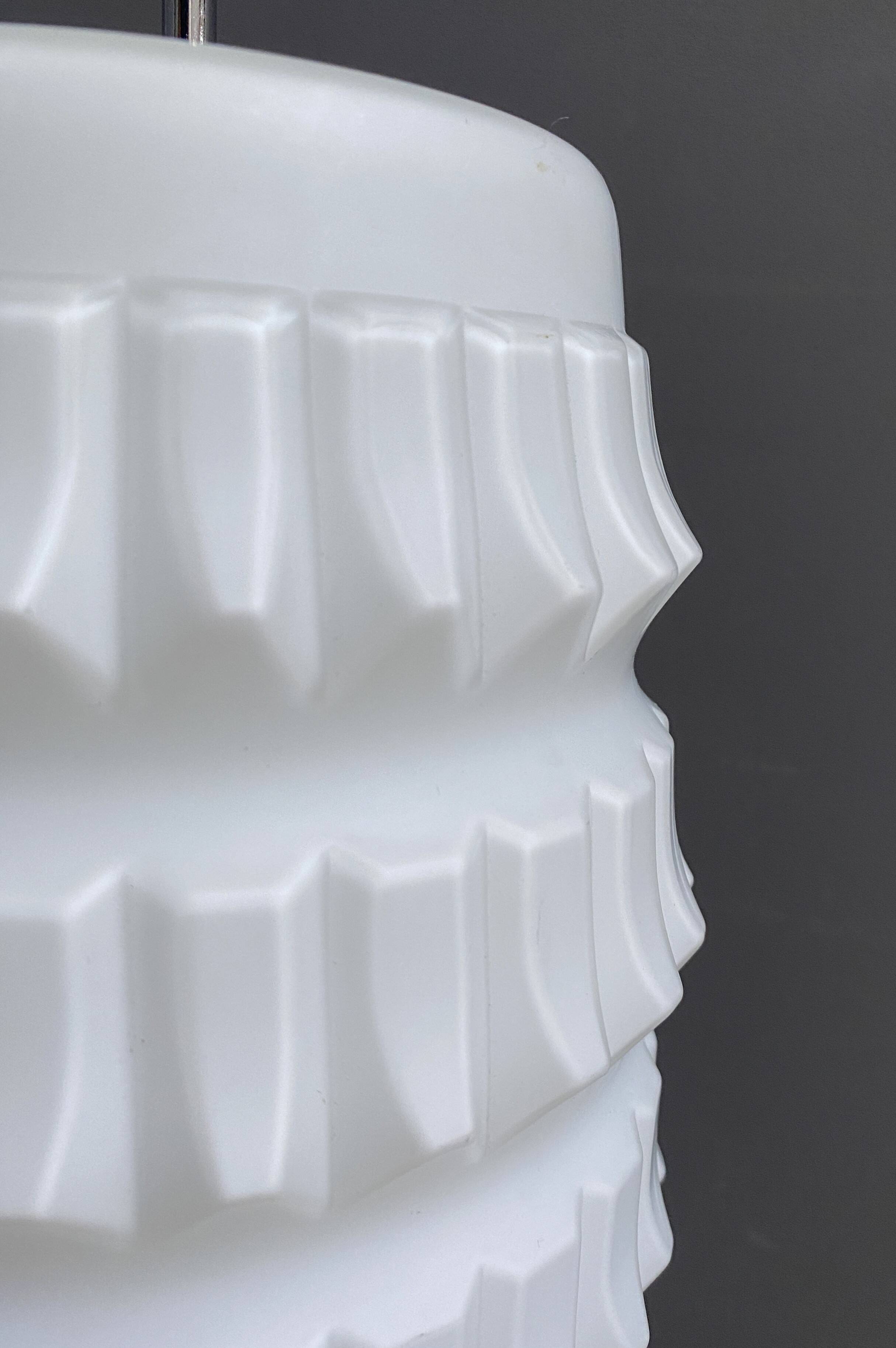 White glass Brutalis pendant lamp 1960s