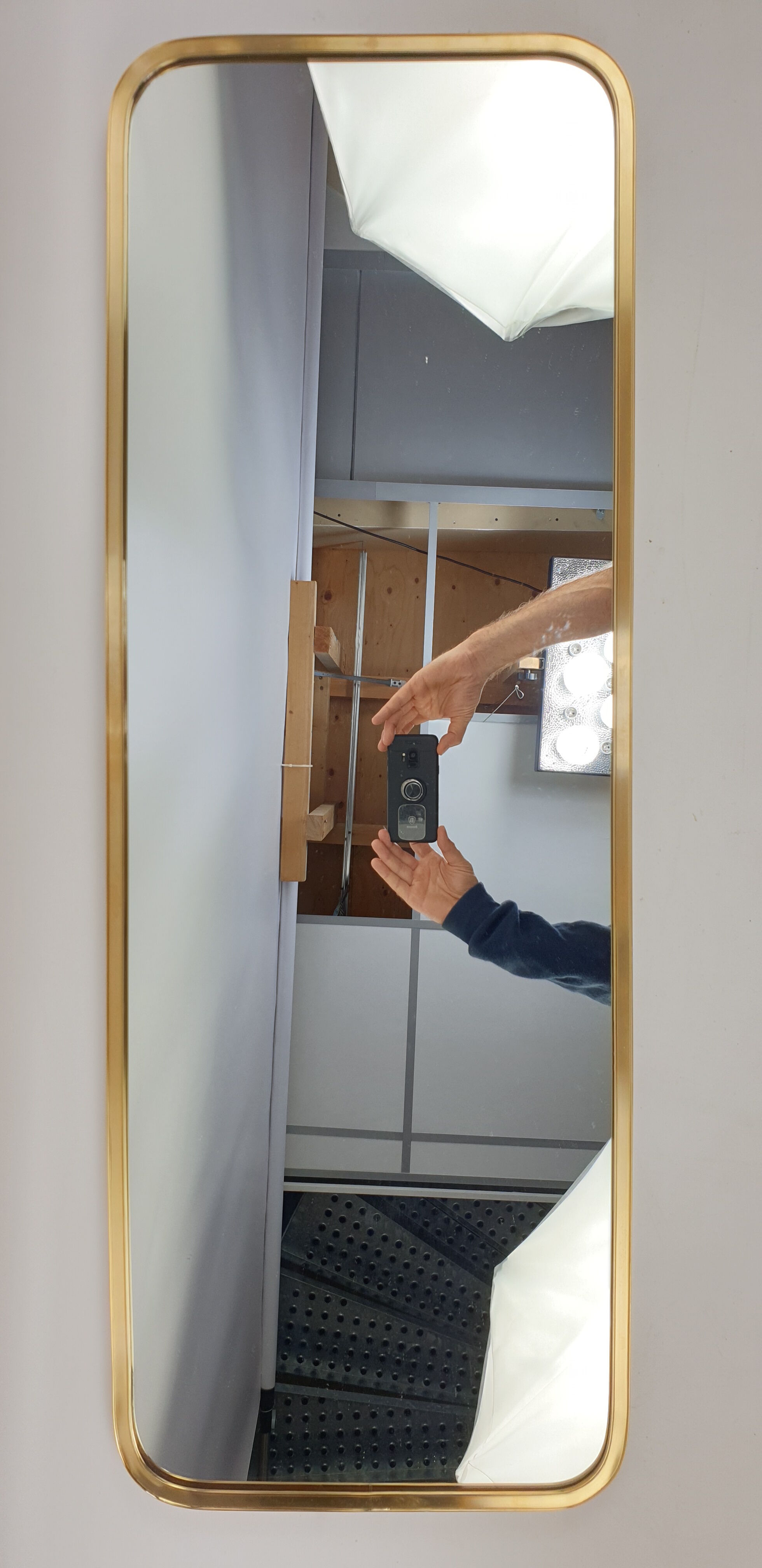 Italian wall mirror with brass frame, 1950