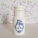 Set of 6 apothecary pots in white opaline 70s
