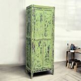 Antique Parisian bonnet wardrobe with khaki patina