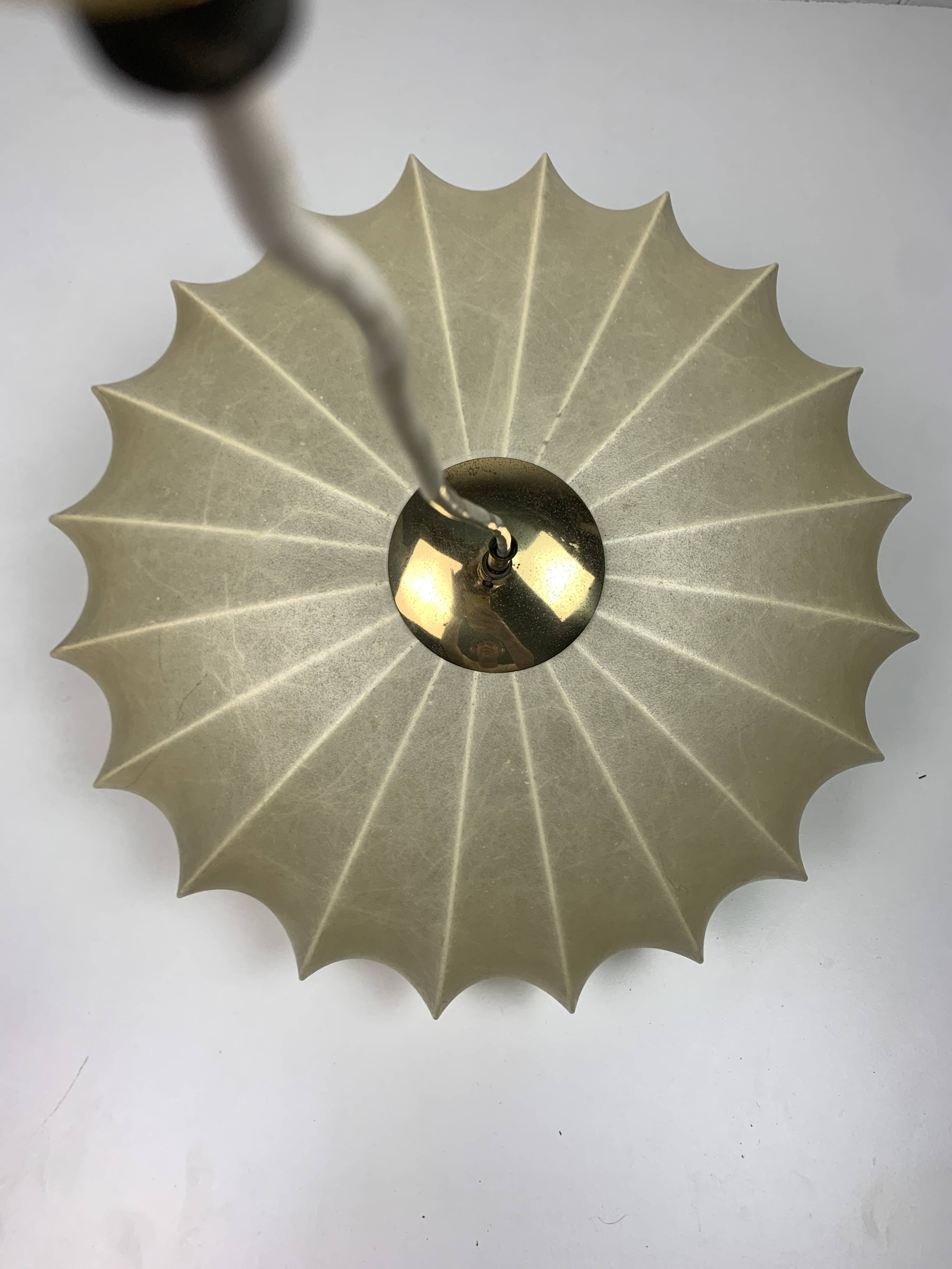 Midcentury ufo cocoon pendant lamp with brass, 1960s