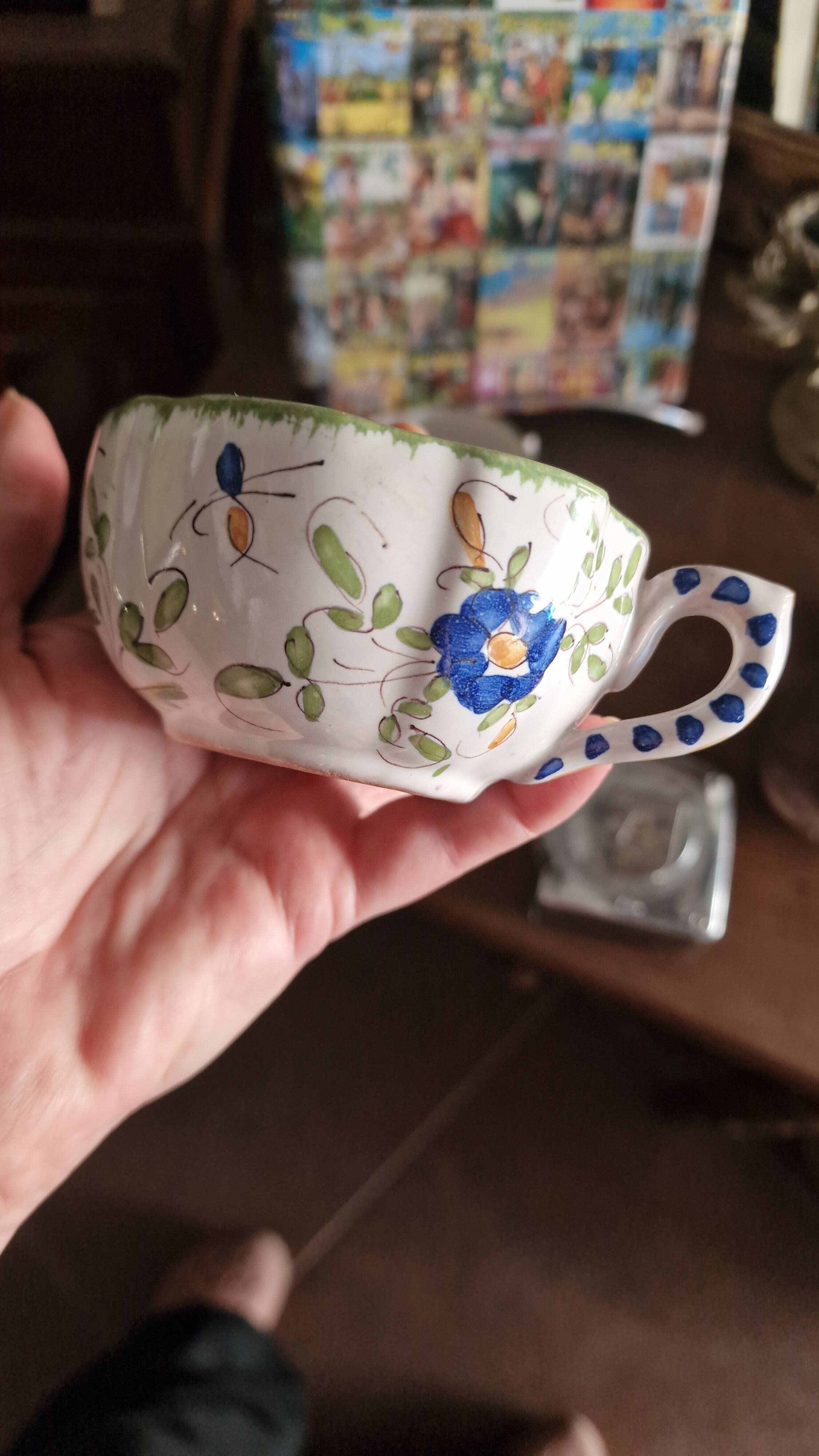 Set of 4 antique hand-painted cups