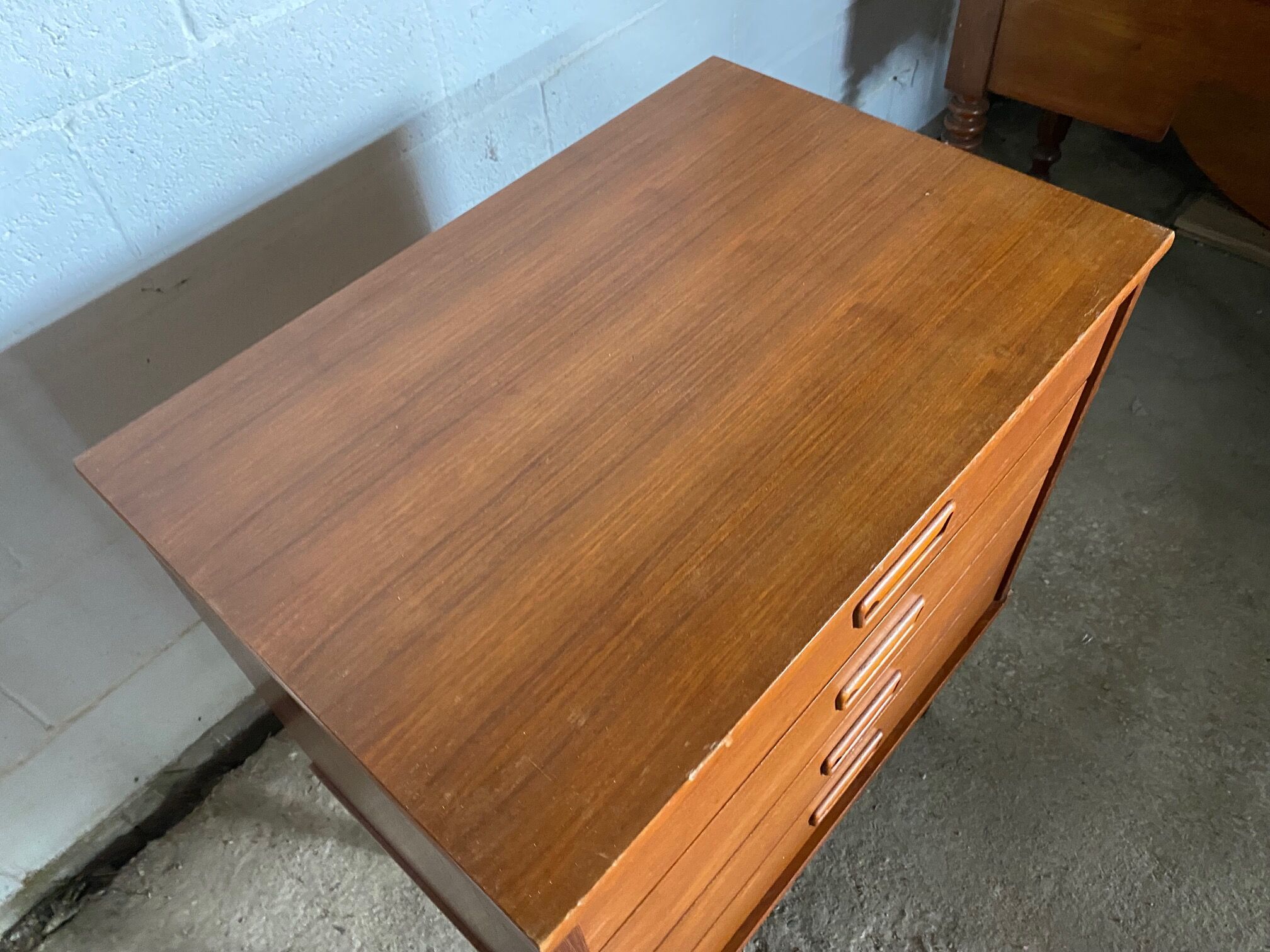 Chest of drawers teak storage furniture and Scandinavian teak veneer 60s