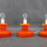1970s Set of Three Stepan Tabery Opaline Glass Table Lamps, Czechoslovakia