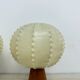 Pair of Goldkant Leuchten cocoon with teak base table lamps, 1970s