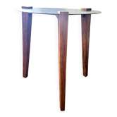Side table "REDA" – Black metal top / Sesham legs – Moinat