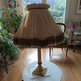 large Napoleon III bronze and onyx column lamp