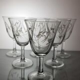 Set of 6 glasses of water / wine 60s