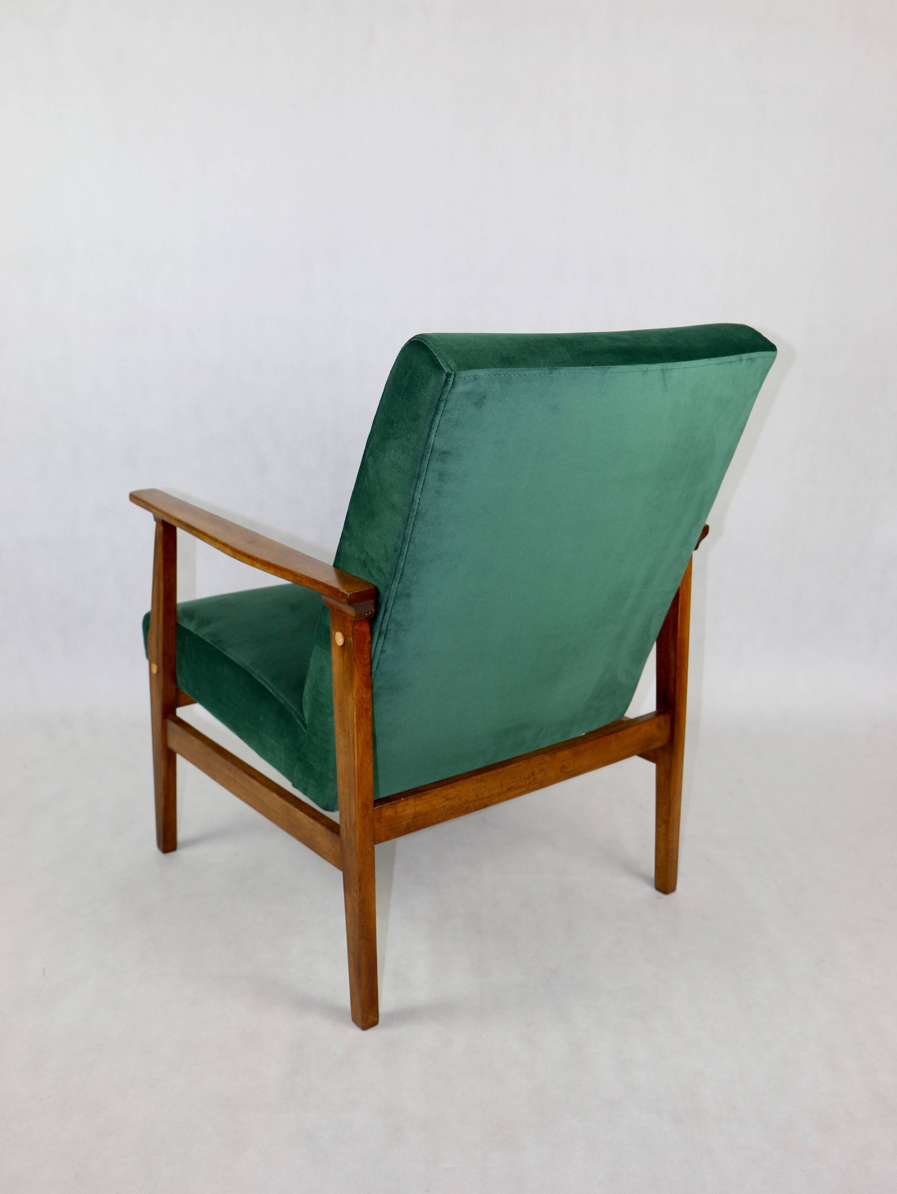 Chaise longue vintage en velours vert, années 1970