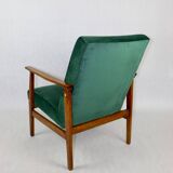 Chaise longue vintage en velours vert, années 1970