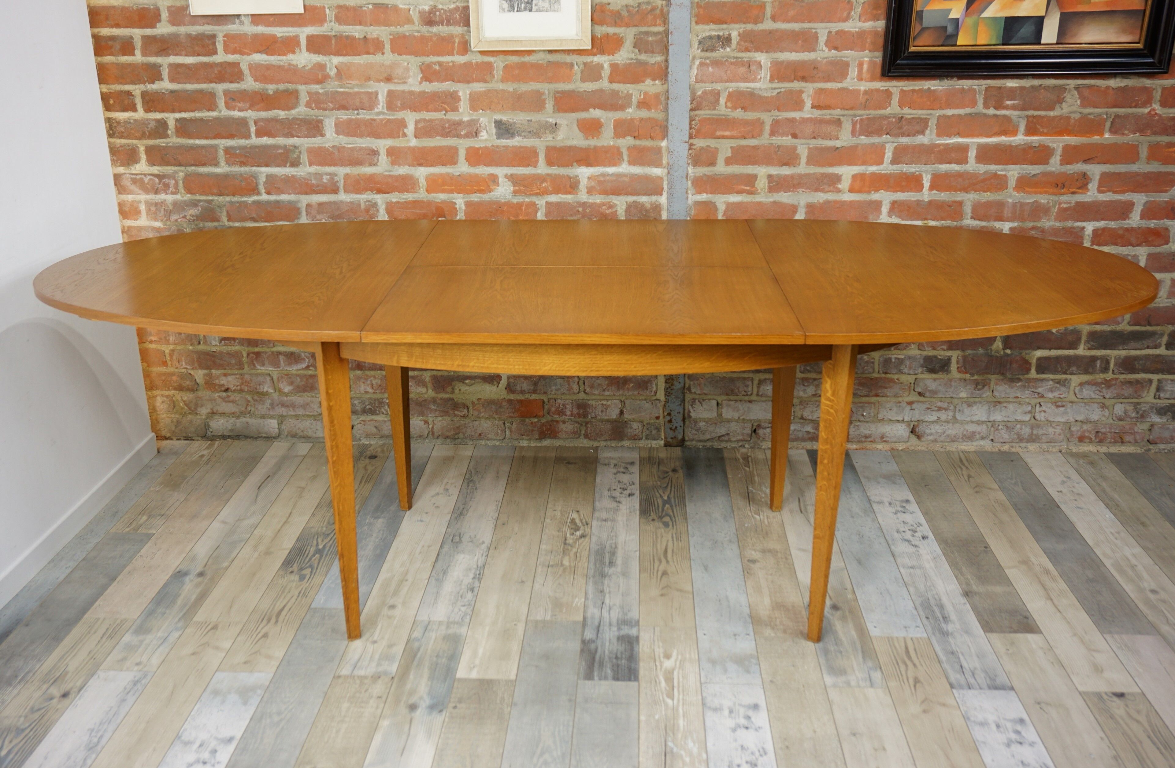 Wooden oval table and 6 matching chairs 60
