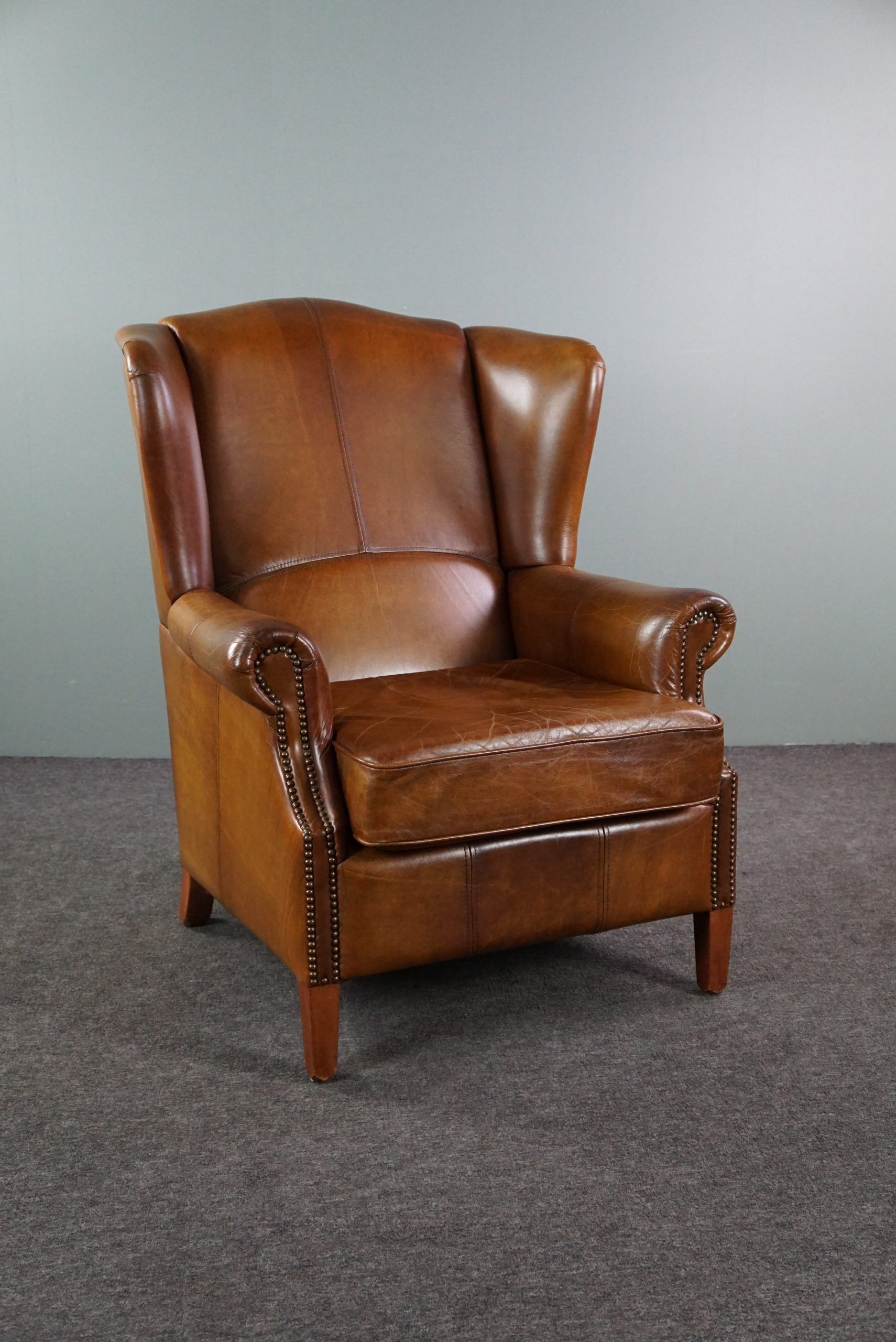 Cowhide leather armchair