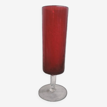 Vase tubulaire rouge vintage 70
