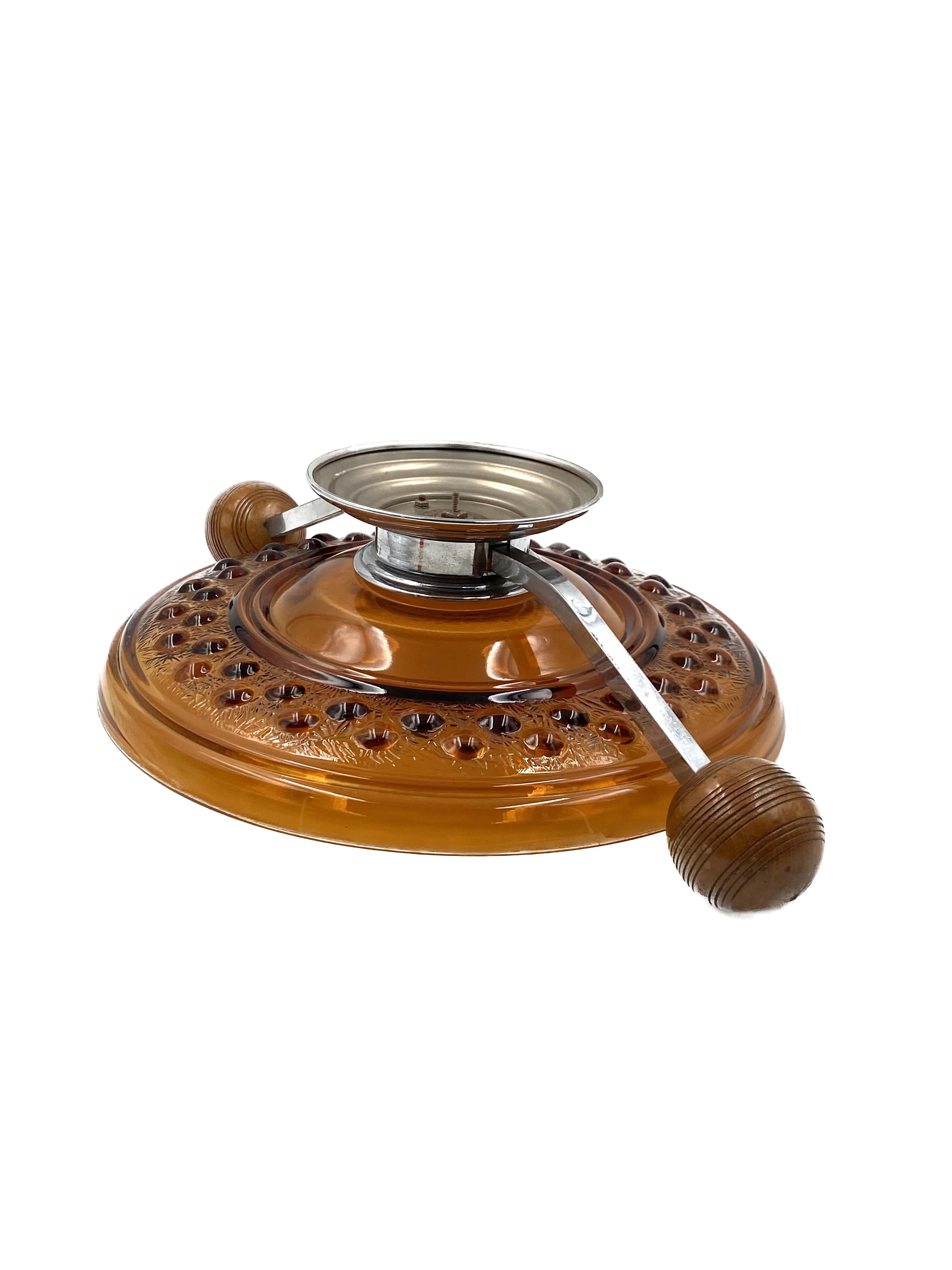 Art Deco large orange glass centerpiece / vide-poche, Italy 1940s